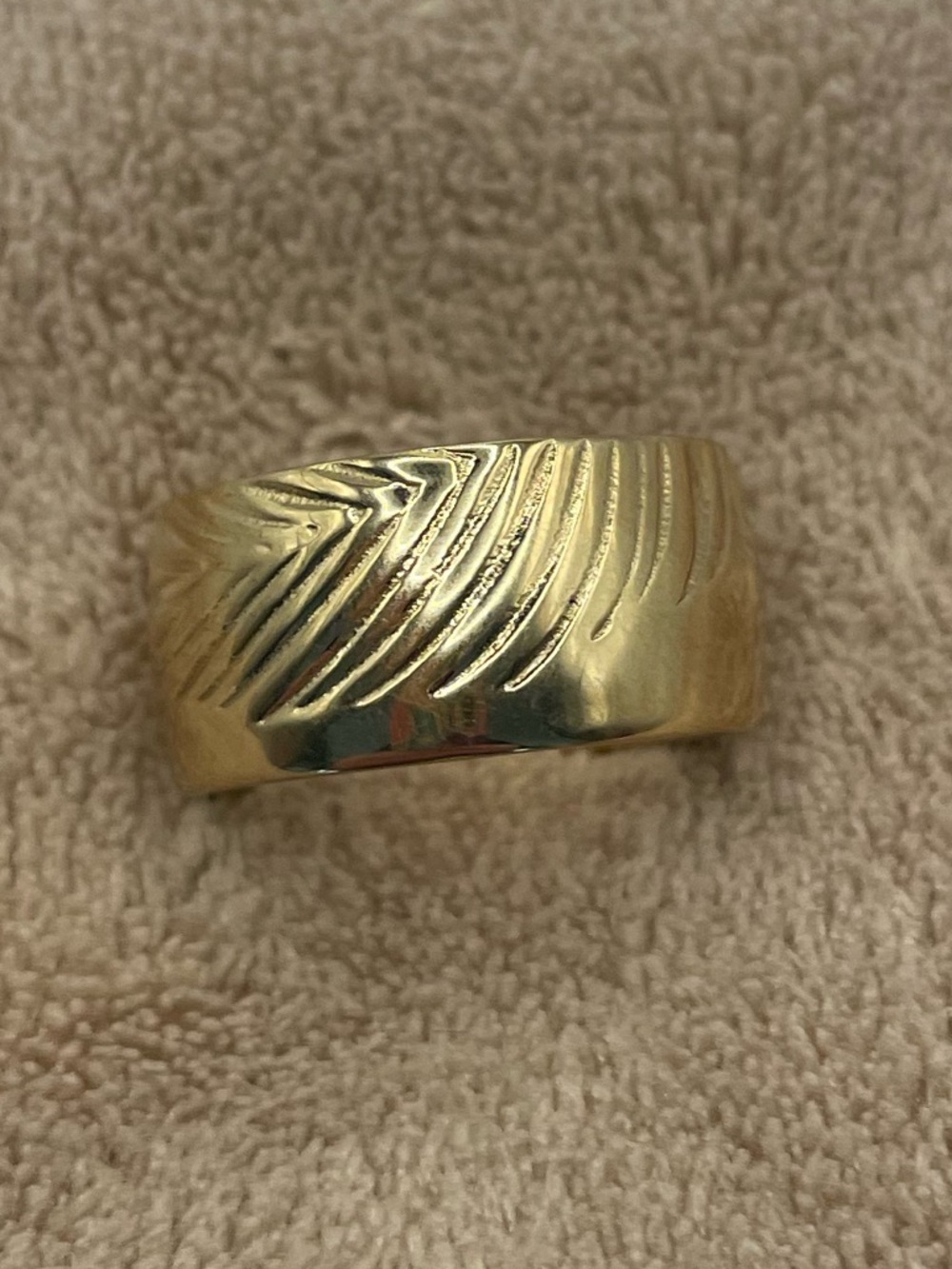 James Michelle Gold-Tone Textured Wide Band Ring
